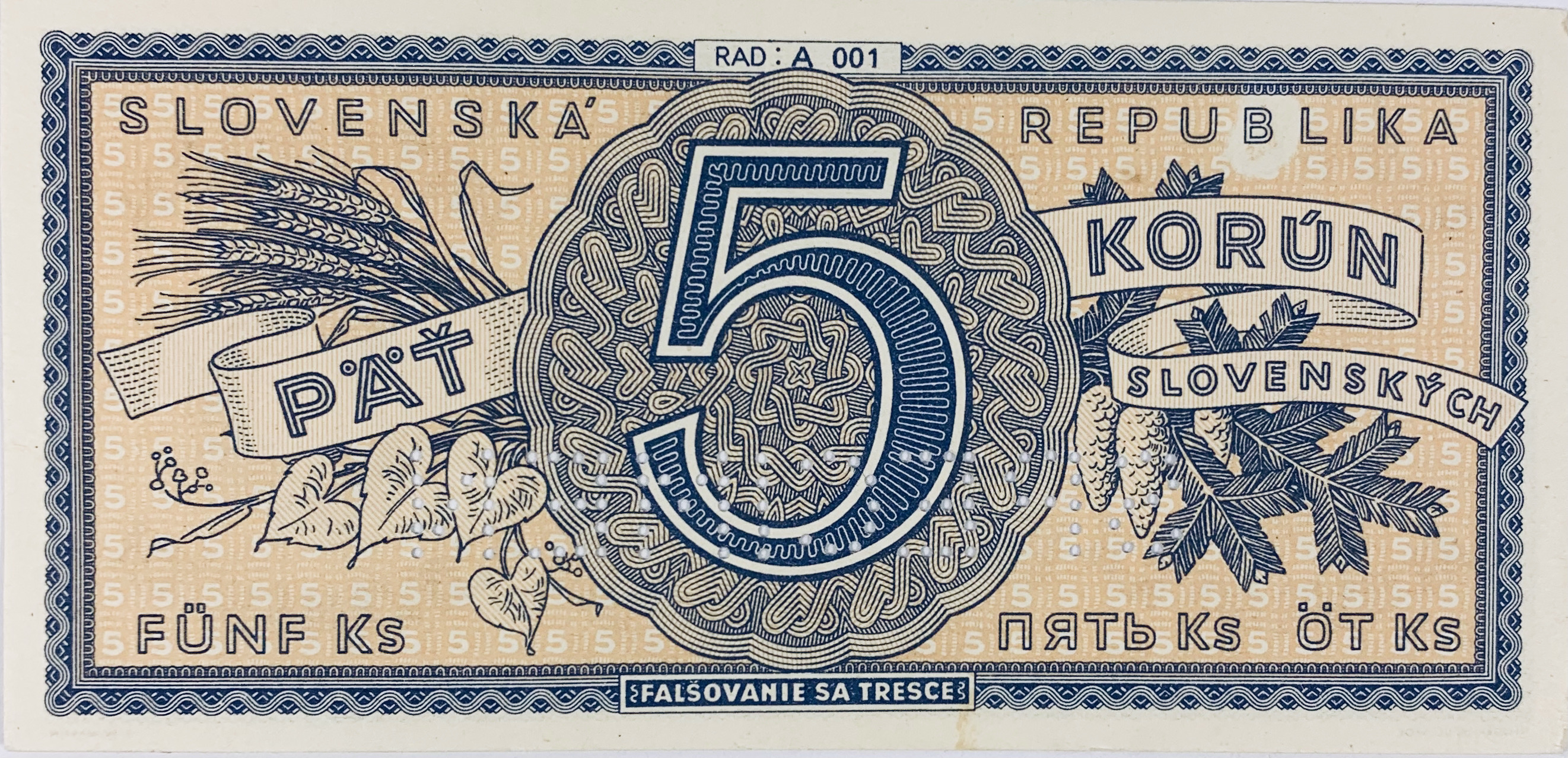 5 korun slovenských, 1945